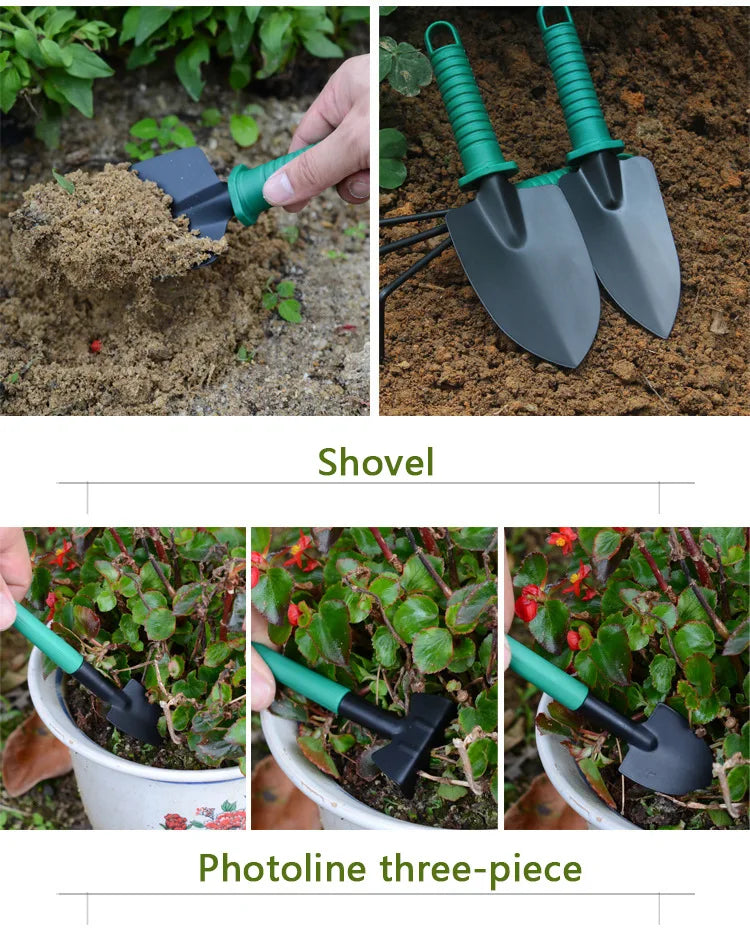 Herramientas de jardinería, herramientas de plantación, bandejas para flores, plantas en maceta, plantas de jardín, palas, juegos de herramientas de impresión para jardín.