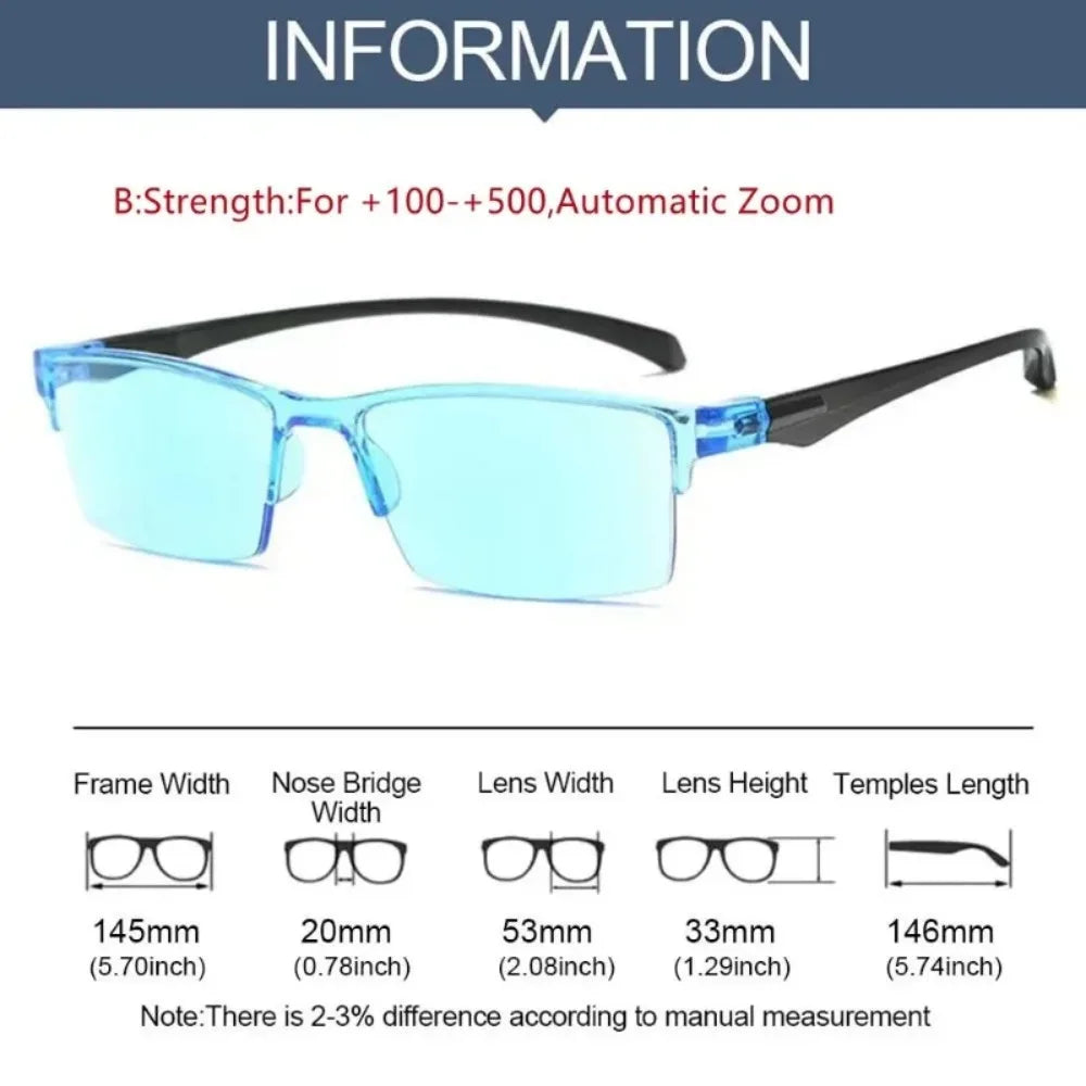 Gafas inteligentes con zoom automático, gafas de lectura con filtro de luz azul para hombre y mujer, gafas ópticas para ordenador.