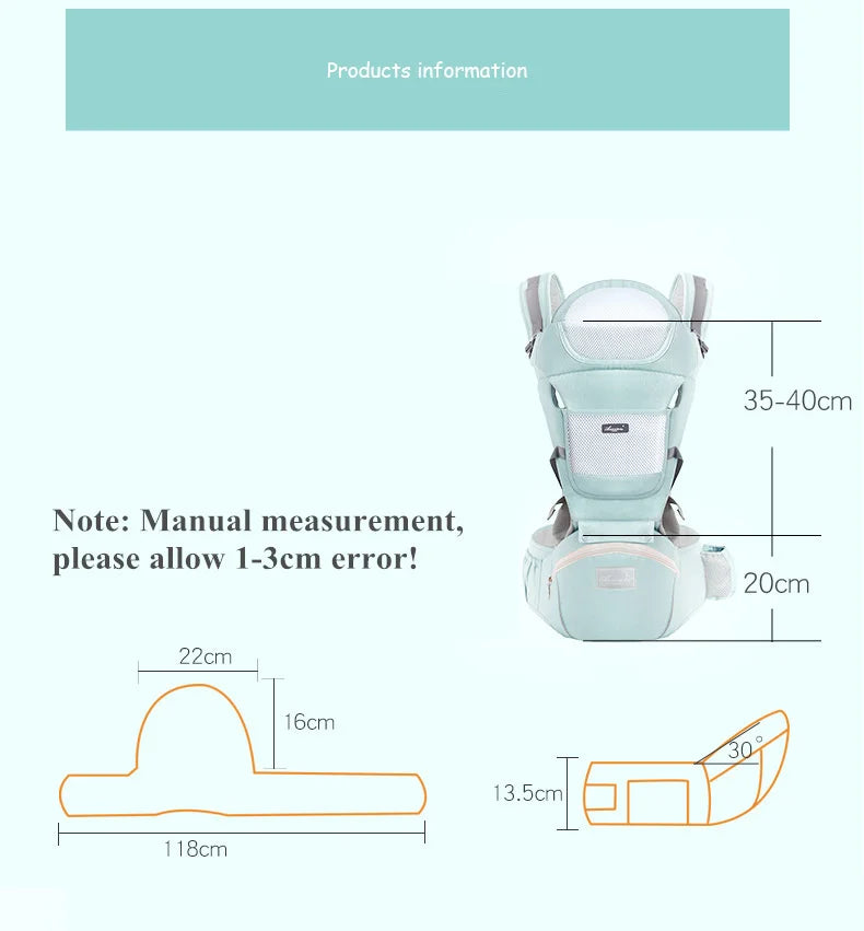 Mochila portabebés ergonómica, portabebés con asiento de cadera para bebé, portabebés frontal tipo canguro ergonómico, fular portabebés, mochila de viaje