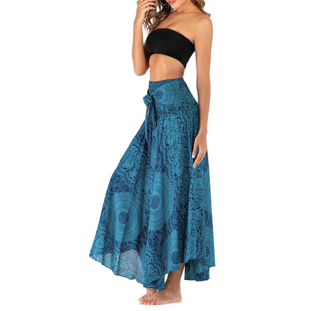 Faldas de moda para mujer con estampado floral, cintura elástica y falda tipo disfraz.