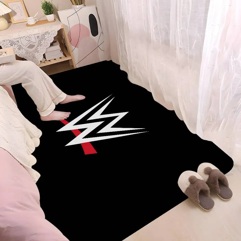 Alfombra de dormitorio y baño retro con diseño de estrella de lucha libre de la WWE.