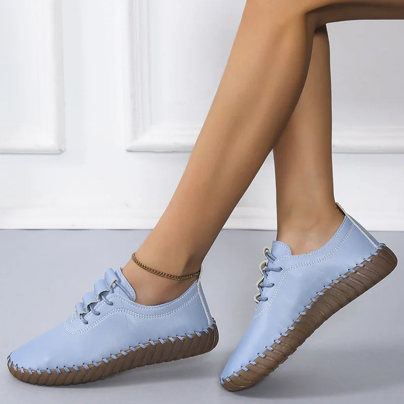 Zapatos planos para mujer 2025, nuevos, hechos a mano, zapatillas deportivas para mujer, zapatos casuales de moda para mamá, mocasines cómodos para mujer, tallas grandes 35-43.