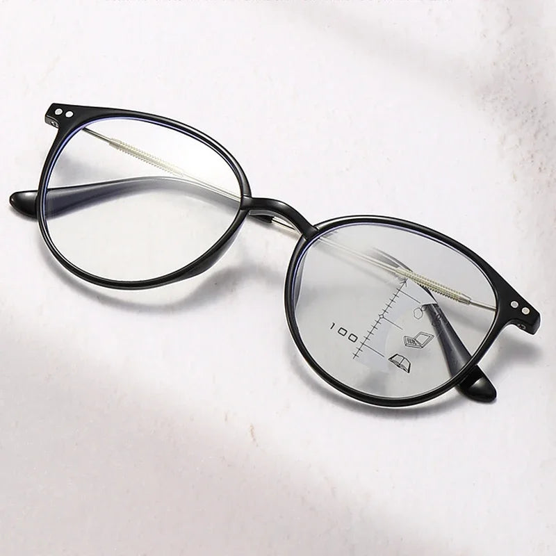 Gafas de lectura fotocromáticas inteligentes unisex redondas progresivas multifocales para presbicia, con acabado para visión de cerca y de lejos, bifocales
