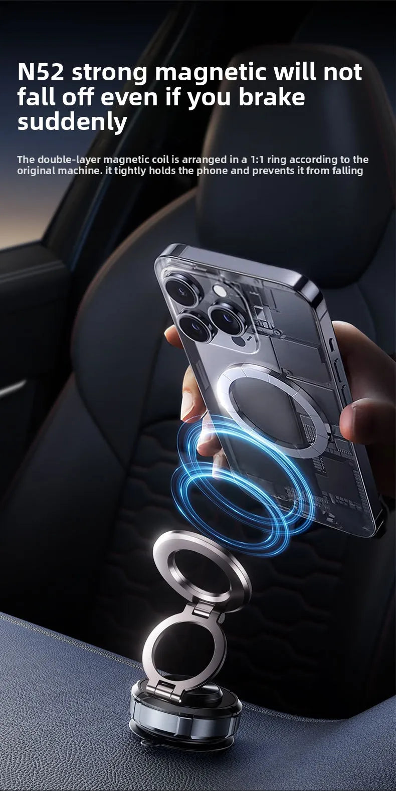 Cargador magnético para coche, soporte de carga rápida para iPhone 15, 14, 13, 12 Pro Max.