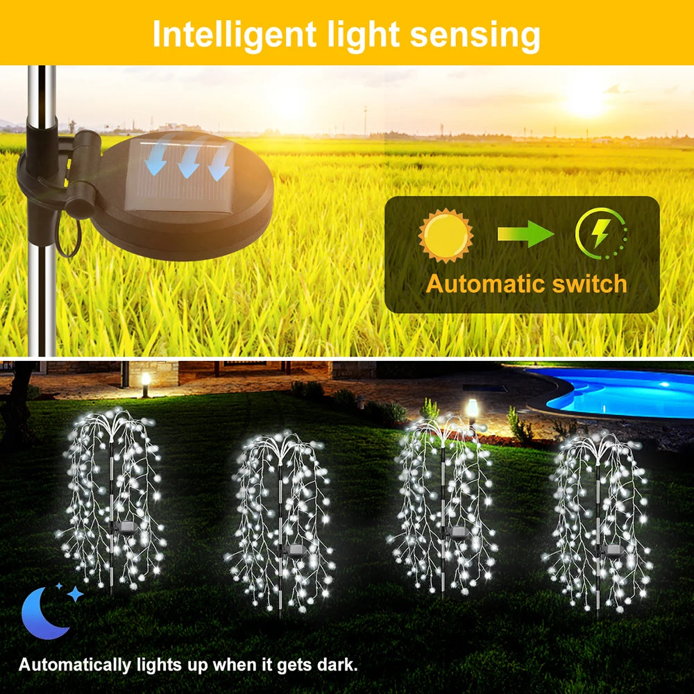 Luces solares para jardín, impermeables, con forma de petardos, ideales para patio, camino, césped, fiestas y decoración de camping.