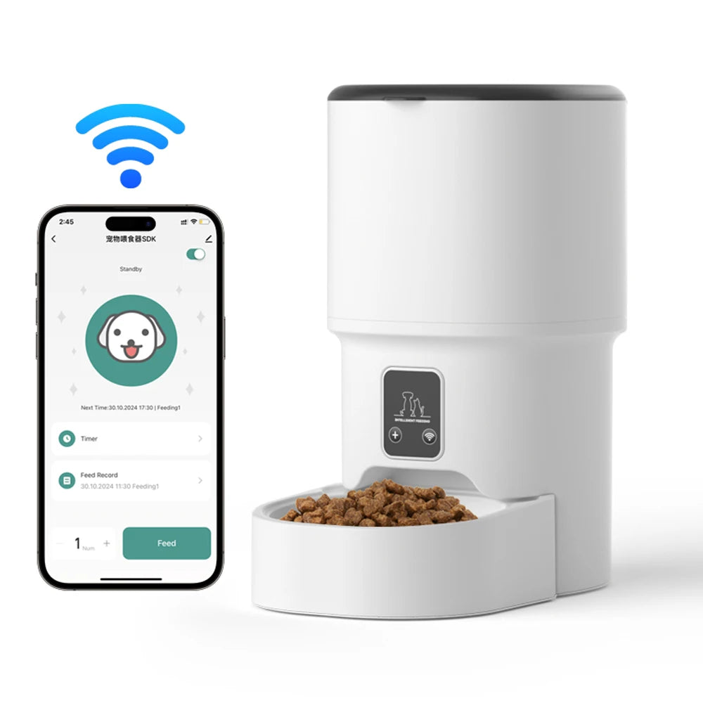 Comedero automático para gatos, dispensador de comida para gatos inteligente con WiFi, control remoto.