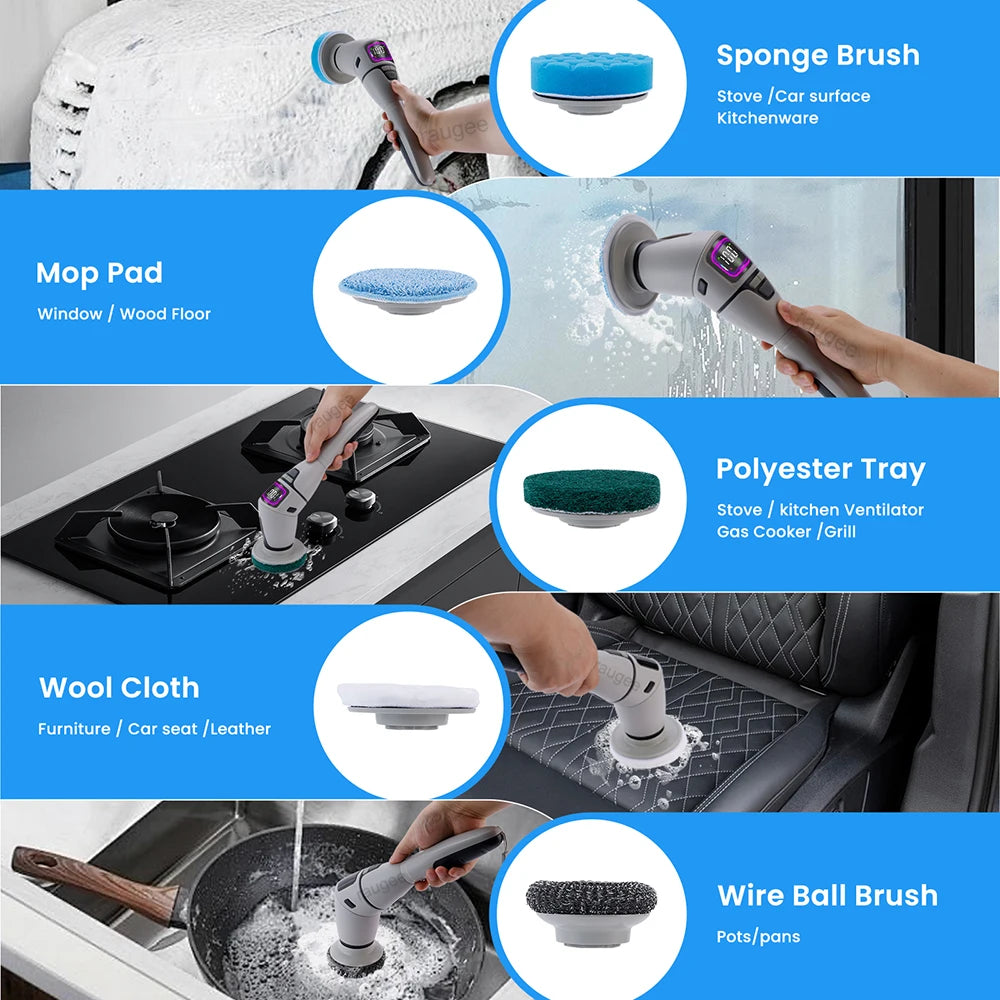 Cepillo eléctrico de limpieza para baño 10 en 1 multifuncional, inalámbrico.