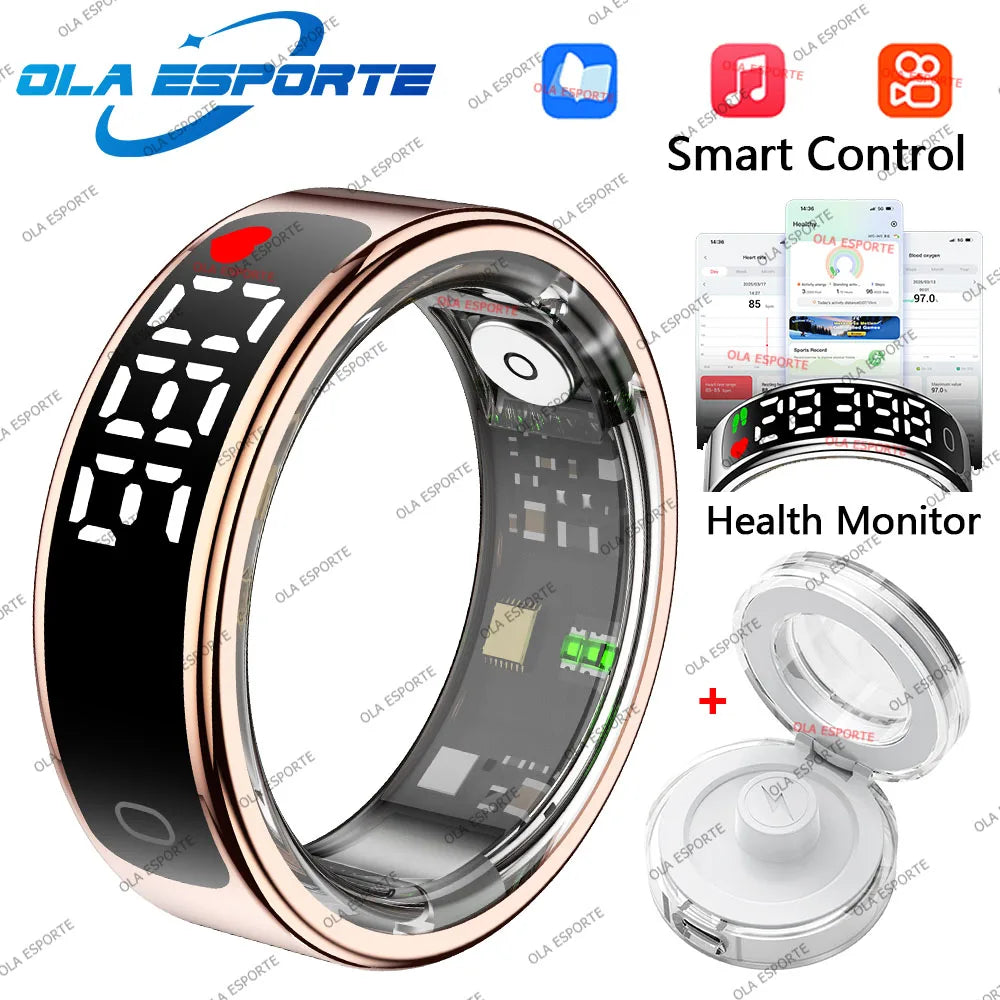 Anillo inteligente 2026 con pantalla táctil, carga inalámbrica, control inteligente, gestor de salud y resistencia al agua de 5 ATM para hombres y mujeres. Nuevos anillos.