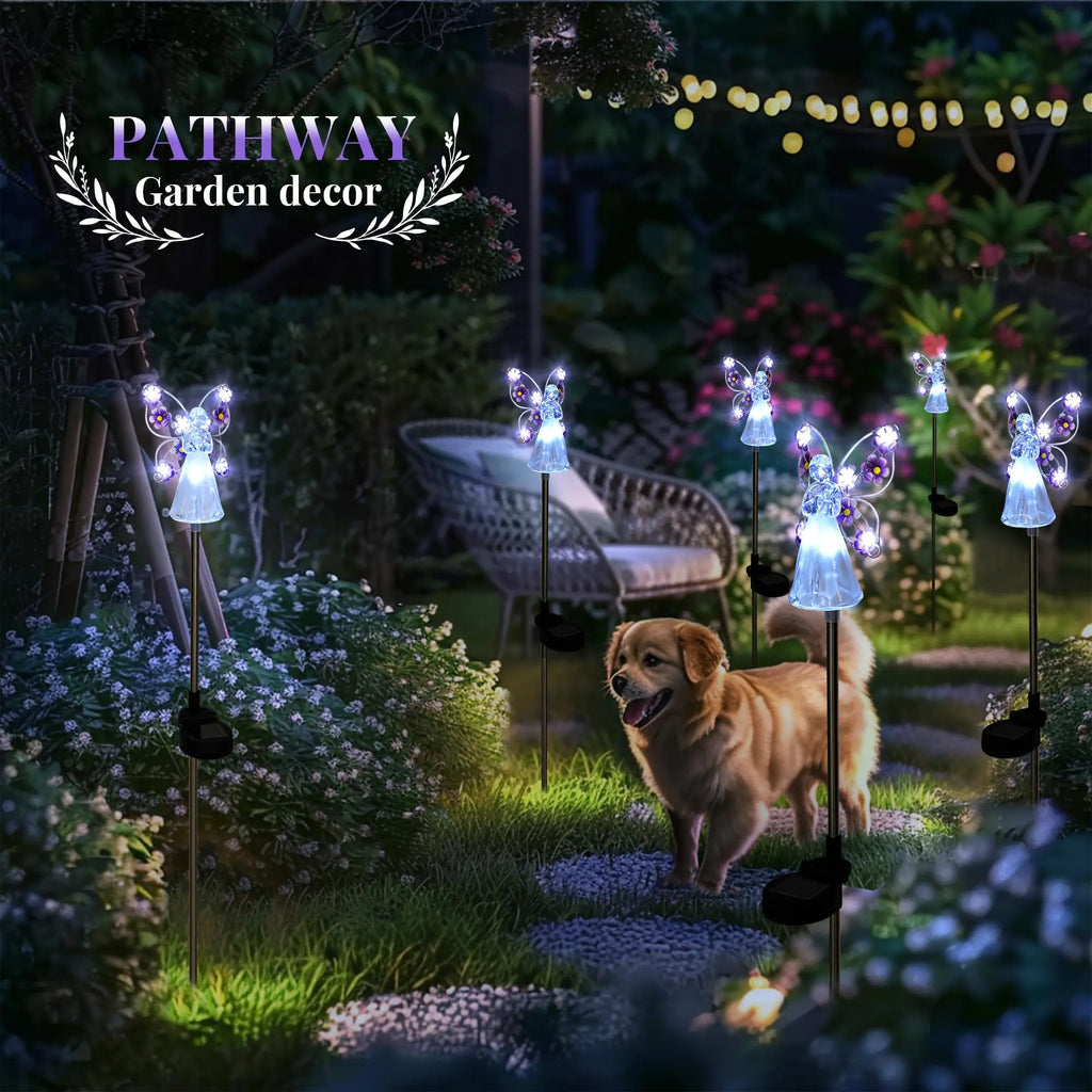 Luz solar de jardín con forma de ángel, luz solar decorativa para exteriores, impermeable, para caminos, tumbas, cementerios, regalo de condolencia