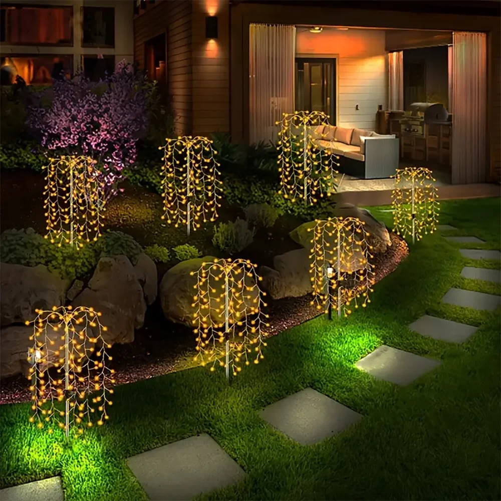 Luces solares para jardín, impermeables, con forma de petardos, ideales para patio, camino, césped, fiestas y decoración de camping.