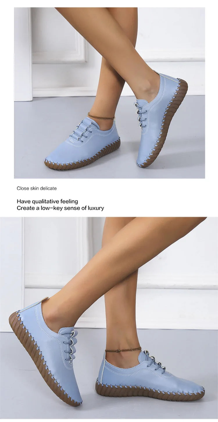Zapatos planos para mujer 2025, nuevos, hechos a mano, zapatillas deportivas para mujer, zapatos casuales de moda para mamá, mocasines cómodos para mujer, tallas grandes 35-43.