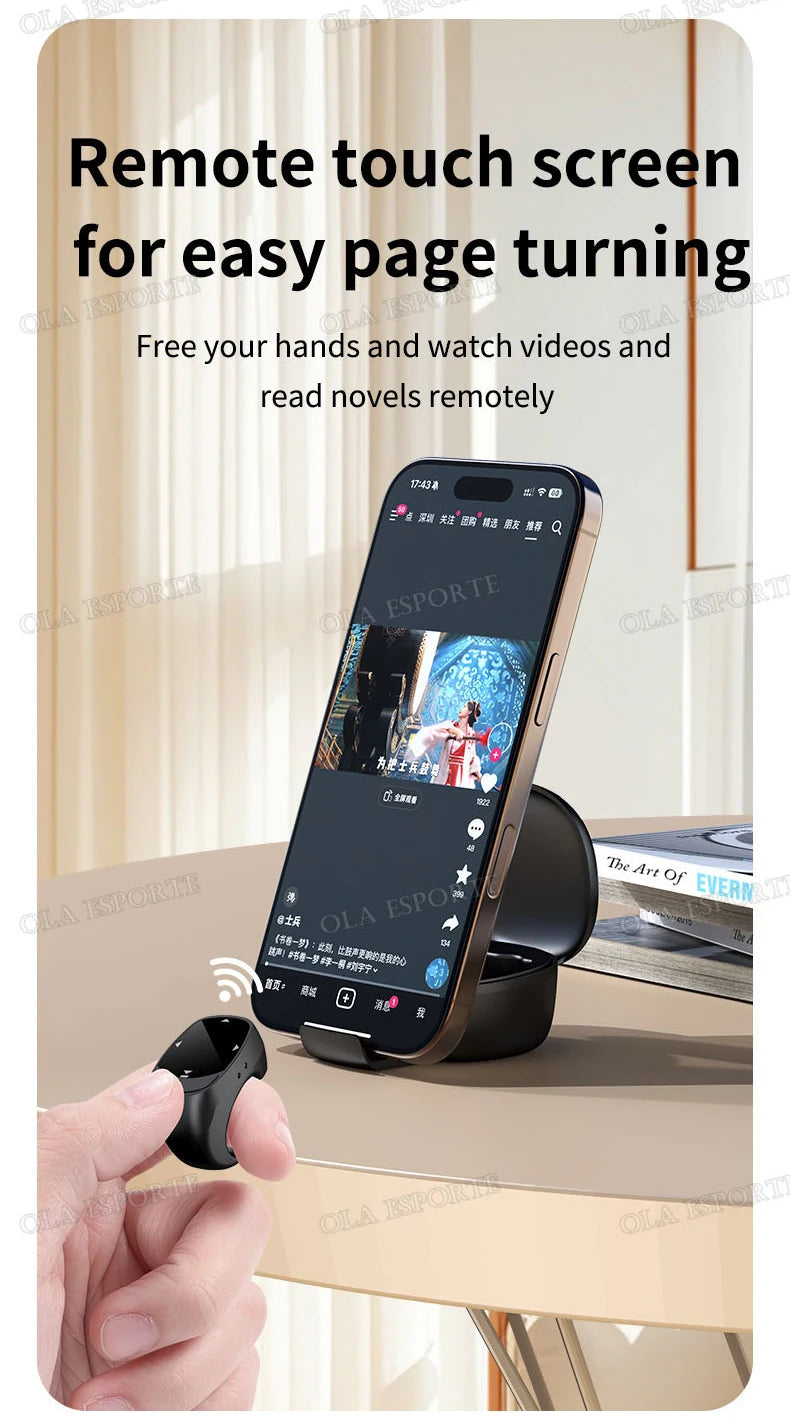 Nuevo anillo inteligente multifuncional con control remoto, Bluetooth 5.3, desplazamiento de página, volteo de video, función "Me gusta" automático y captura de fotos para smartphones.
