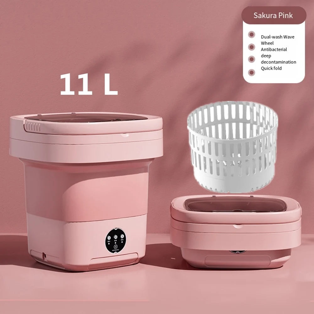 Lavadora portátil plegable de 6L y 11L con centrifugadora para ropa, ropa interior y calcetines, ultrasónica, para viajes y hogar. Mini lavadora de 110V y 220V.