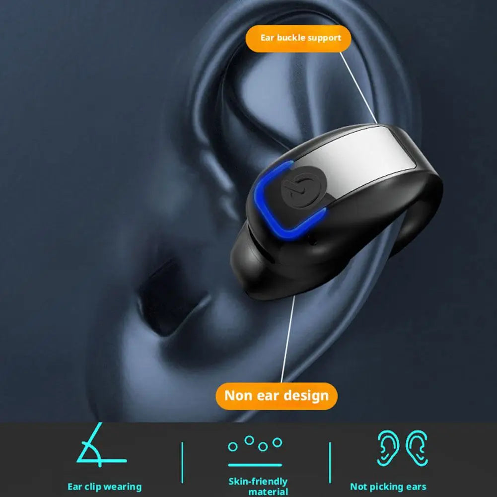 1PC Bone Conduction TWS Headphones Bluetooth Ear Clip Lightweight Business Sports Game Headset with Mic Noise Reduction Tool