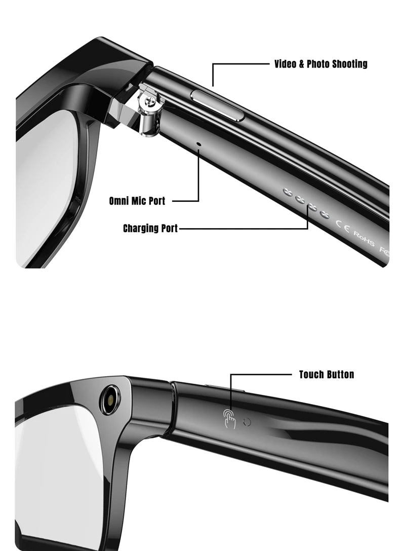 Gafas inteligentes 4K HD con IA, fotocromáticas, multifunción, Bluetooth, llamadas, asistente de voz, reproductor de música, traductor y cámara.