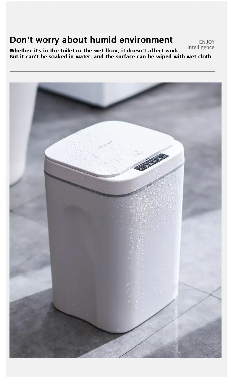 Cubo de basura inteligente de 12-16 litros con sensor automático, contenedor eléctrico impermeable para cocina y baño, para reciclaje y basura.