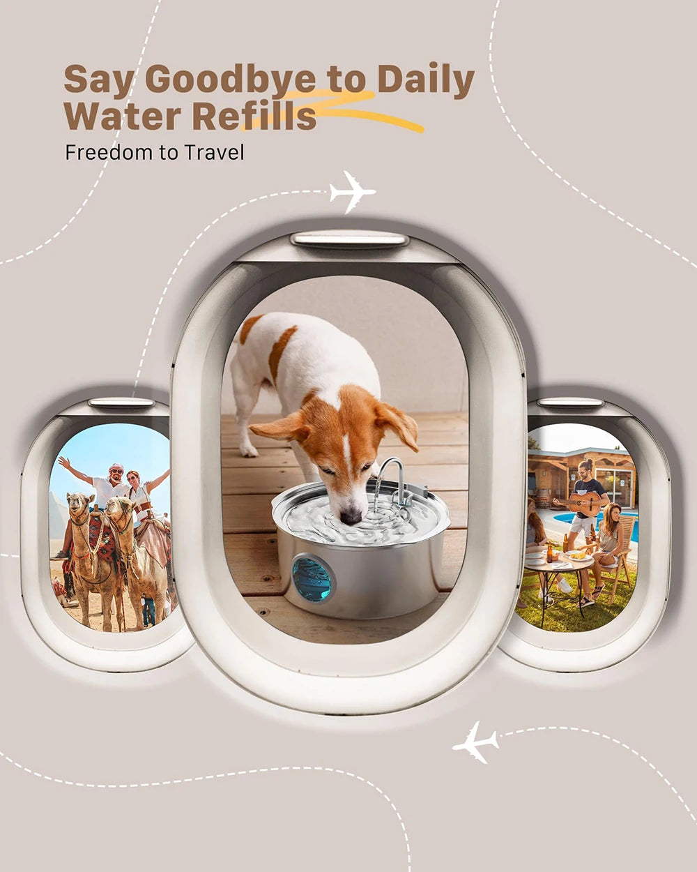 Fuente de agua automática de acero inoxidable de gran capacidad de 7 litros para gatos y perros, bebedero para mascotas, comedero con ventana, silencioso (sin enchufe de 5 V 1 A)