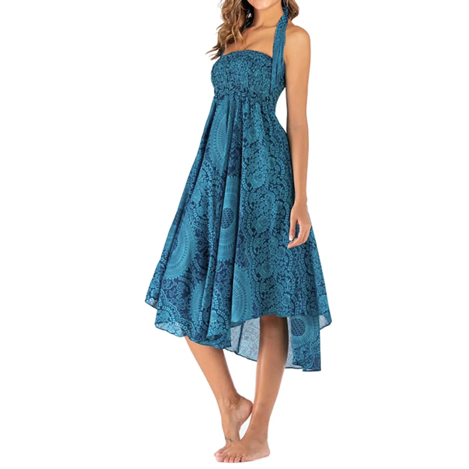 Faldas de moda para mujer con estampado floral, cintura elástica y falda tipo disfraz.