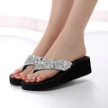 Sandalias de verano para mujer, lentejuelas, chanclas de playa para mujer, pantuflas de tacón alto para mujer, zapatos de cuña con plataforma 2024.