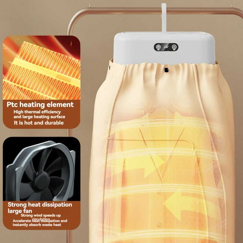 Mini secadora multifuncional eléctrica, secadora de ropa portátil, compacta y plegable con bolsa para secadora y ajuste de tiempo.