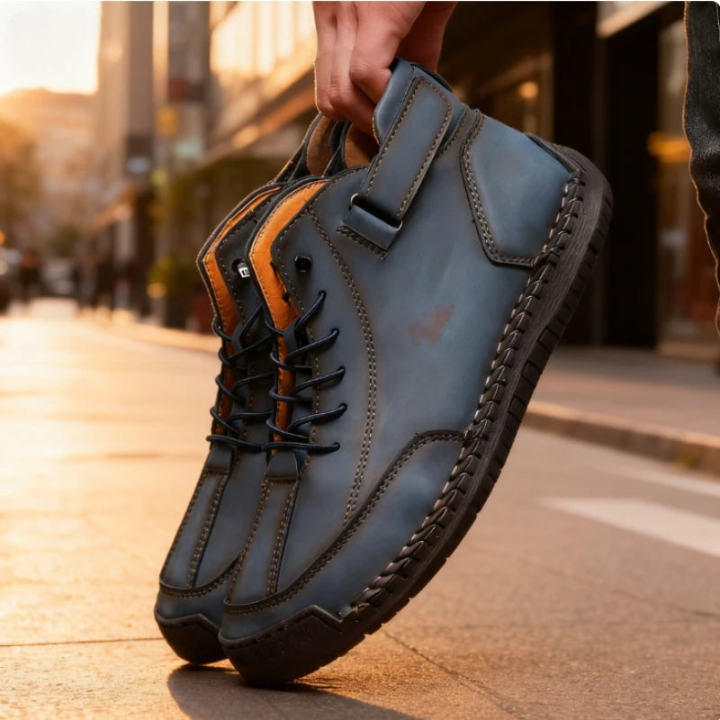 Botas de cuero hechas a mano Barefoot para hombre, ideales para primavera y otoño. Mocasines cómodos y suaves, estilo retro, antideslizantes y con caída cero.