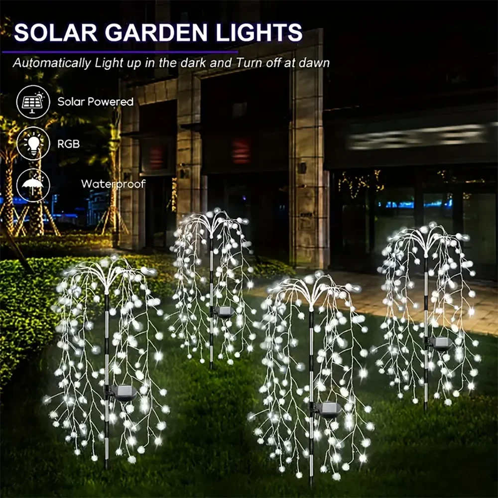 Luces solares para jardín, impermeables, con forma de petardos, ideales para patio, camino, césped, fiestas y decoración de camping.