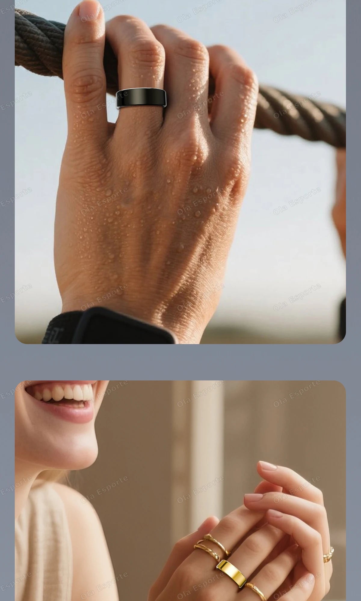 Anillo inteligente para hombres y mujeres con control de cámara, monitor de frecuencia cardíaca y oxígeno en sangre. Resistente al agua IP68 y 5ATM. Modo multideporte.