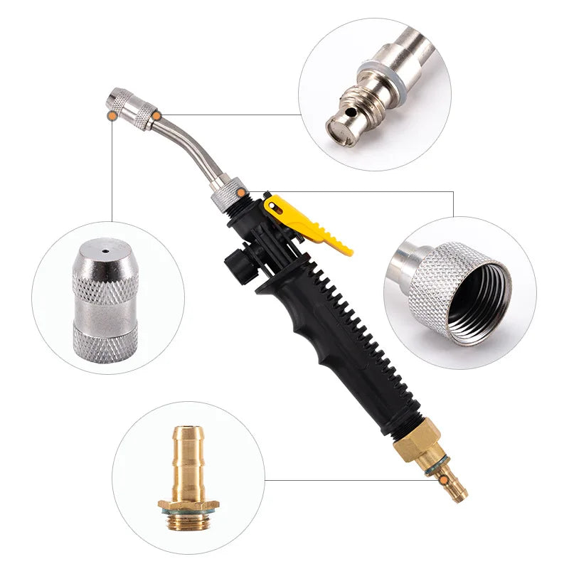 Varilla rociadora de acero inoxidable de 71 cm (28 pulgadas) con conector de latón de 9,5 mm (3/8"). Boquilla para manguera de jardín duradera, ajustable y ligera