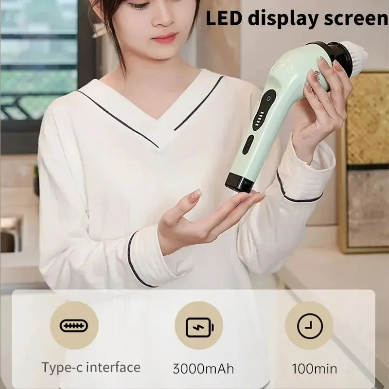 Cepillo de limpieza eléctrico inalámbrico para baño, ventanas, cocina, automóviles.