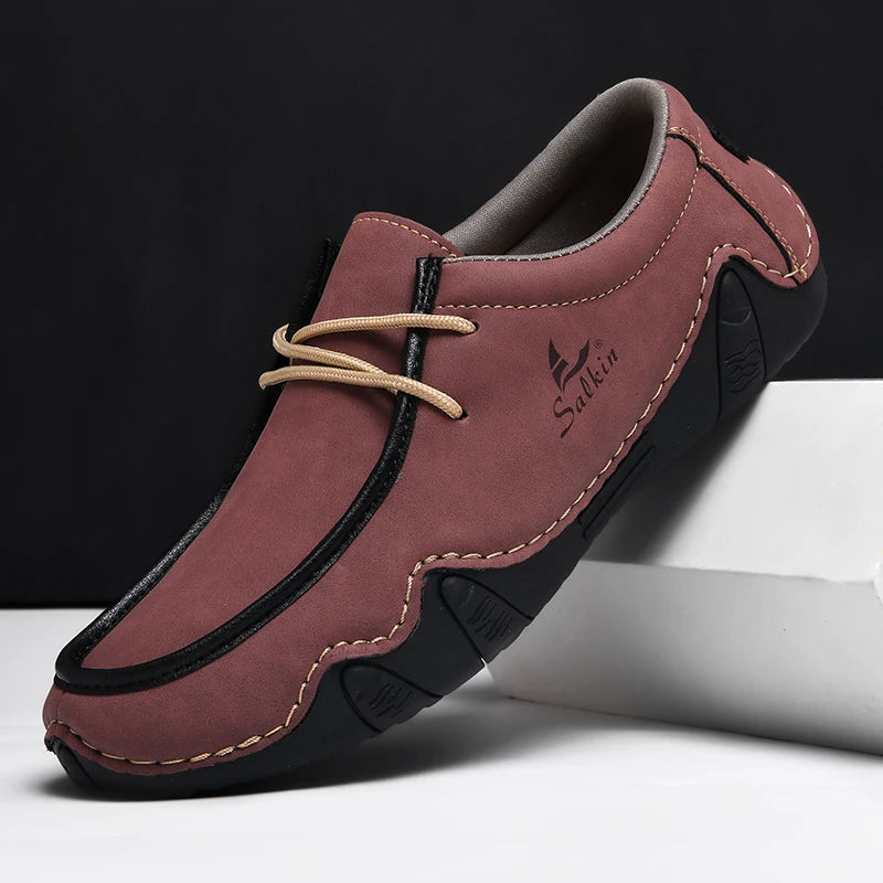 Zapatillas de moda para mujer, hechas a mano, de cuero, estilo casual, con plataforma, mocasines, transpirables, para conducir, tallas grandes.