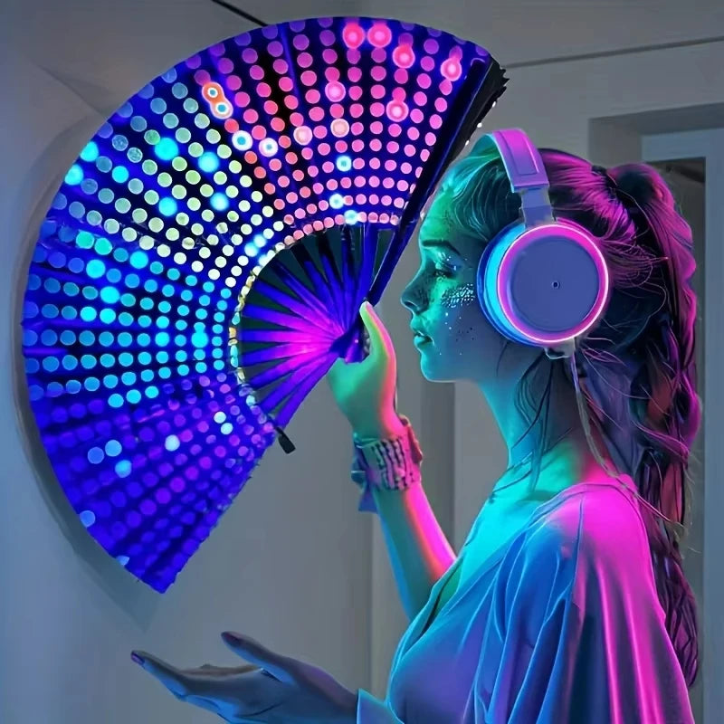 Abanico Rave para Festivales, Abanicos de Mano, Abanico Kung Fu Plegable, Abanico Phantom Clack Grande, Abanicos Plegables, Abanicos de Mano Artesanales para Fiestas y Baile en Línea
