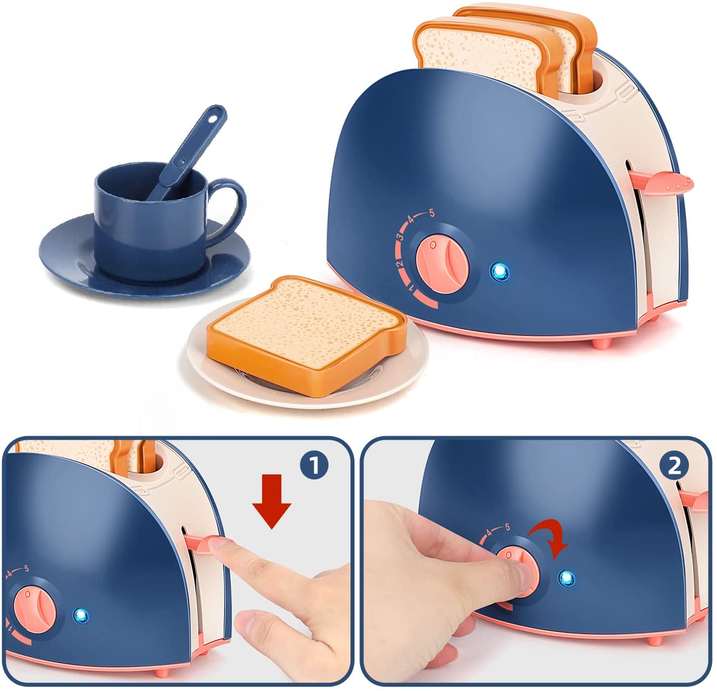 Mini electrodomésticos de juguete para la cocina, juego de imitación con cafetera, licuadora y tostadora para niños y niñas. Regalo ideal.