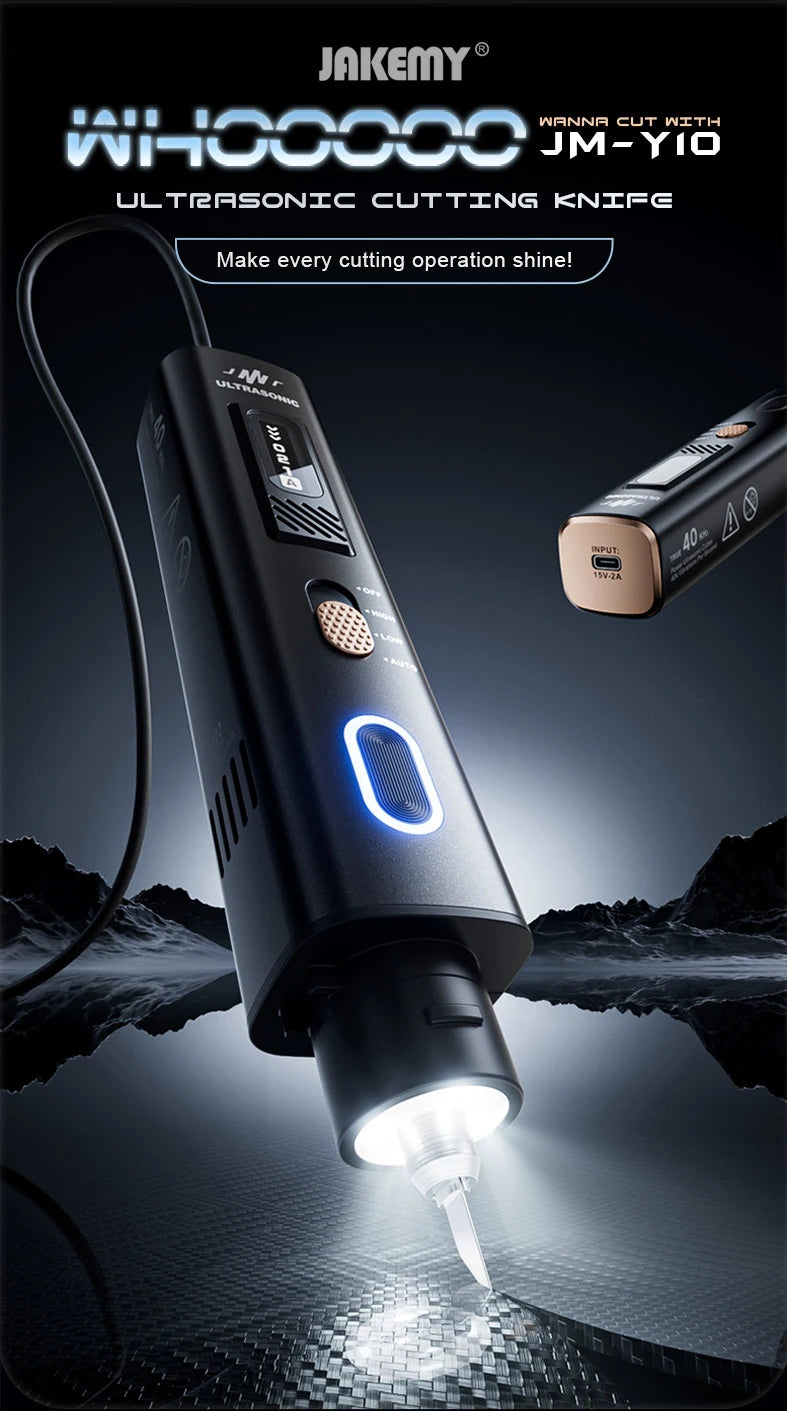 Cuchillo de corte ultrasónico JAKEMY de 35 W y 40 kHz, cortador y pulidor ultrasónico portátil 2 en 1 para cortar, lijar y pulir.