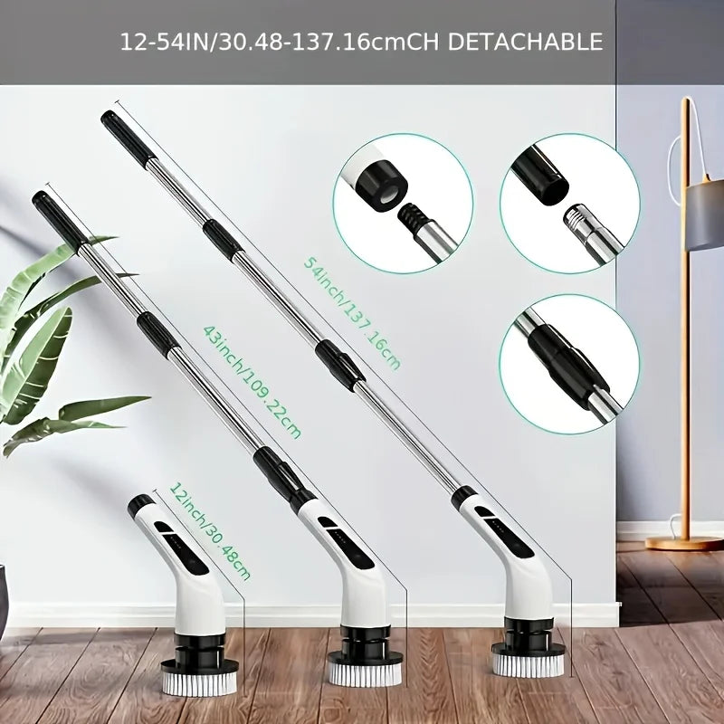 Cepillo de limpieza eléctrico giratorio 9 en 1, cepillo de ducha inalámbrico.
