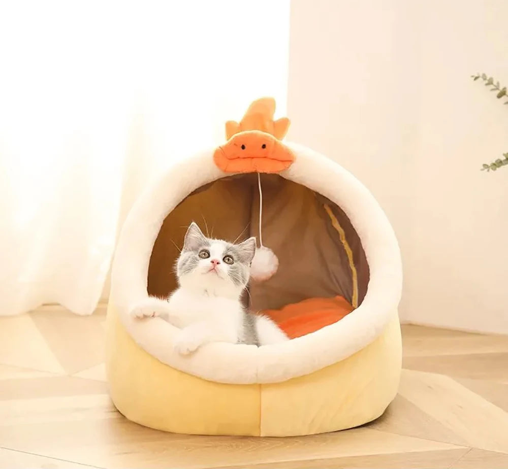 Cama para gatos Deep Sleep con diseño de dibujos animados, cama plegable, extraíble y lavable para mascotas, ideal para perros pequeños. Cama tipo cueva para gatos.