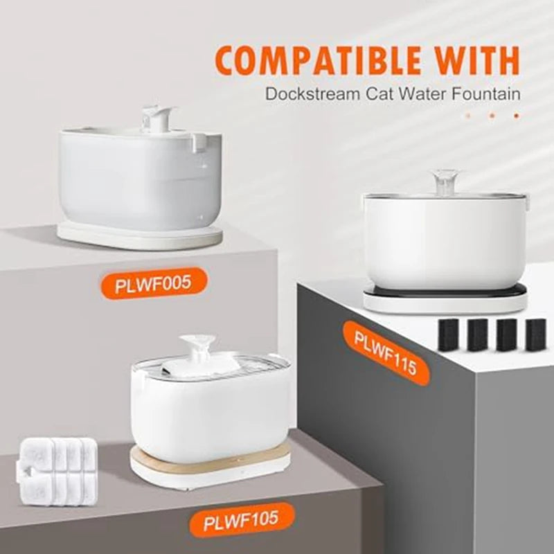 Filtros para fuente de agua para mascotas PETLIBRO Dockstream Cat Water Fountain PLWF005/PLWF105/PLWF115 (2,5 L/84 oz), triple filtración.