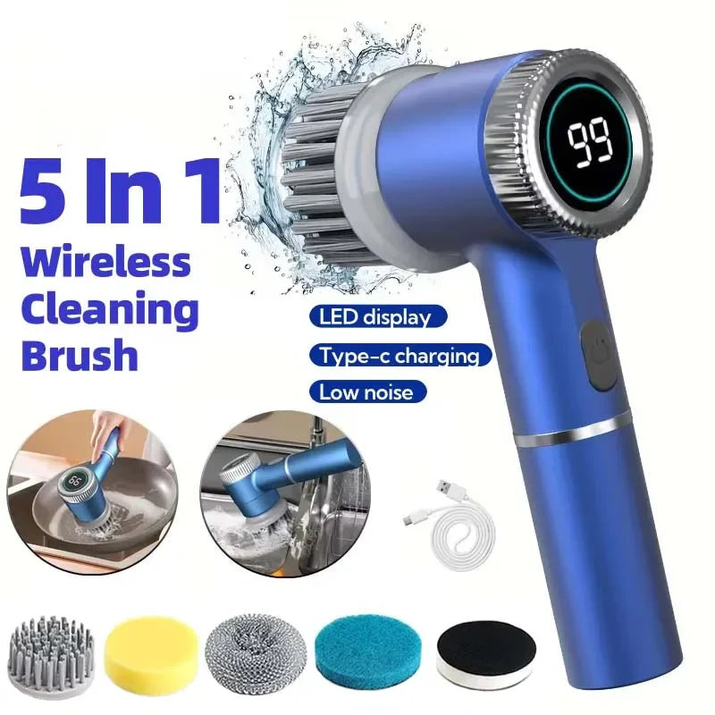 Cepillo de limpieza eléctrico inalámbrico potente, resistente al agua IPX7.