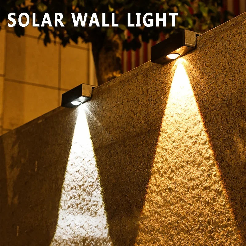 Luces solares LED para jardín, potentes y brillantes, para exteriores, con luz solar directa, IP65, lámpara de pared impermeable para patio, jardín, balcón y valla.