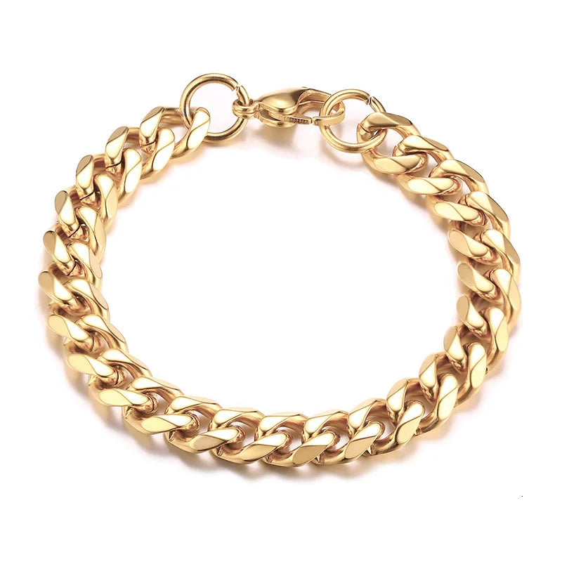 Pulsera de cadena cubana para hombres, mujeres y parejas, pulseras de acero inoxidable de 3 a 11 mm para novio, esposo o amante.