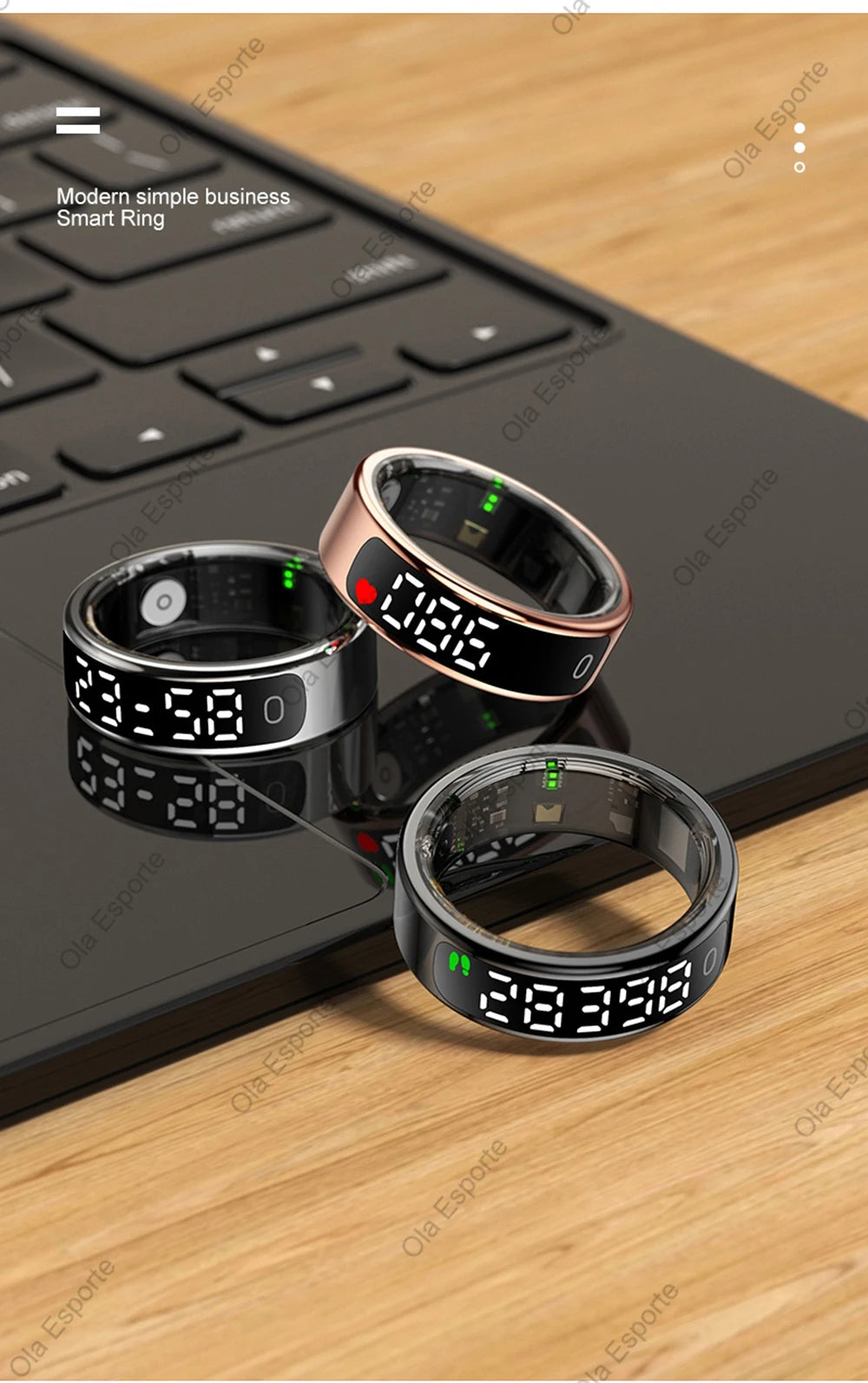 Anillo inteligente 2026 con pantalla táctil, carga inalámbrica, control inteligente, gestor de salud y resistencia al agua de 5 ATM para hombres y mujeres. Nuevos anillos.