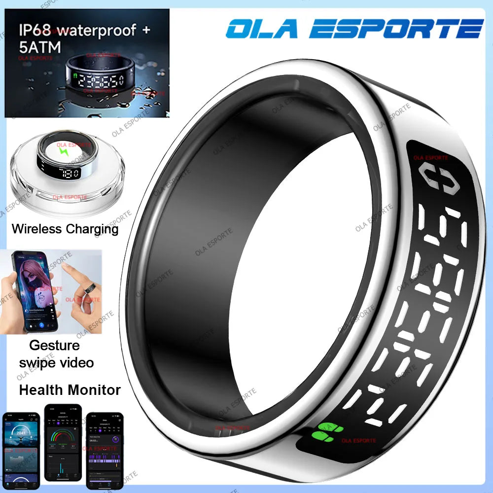 Anillo inteligente con pantalla táctil, gestor de salud, control por gestos y vídeo, resistente al agua hasta 5 ATM. Para hombres y mujeres. Nuevo anillo inteligente 2025.