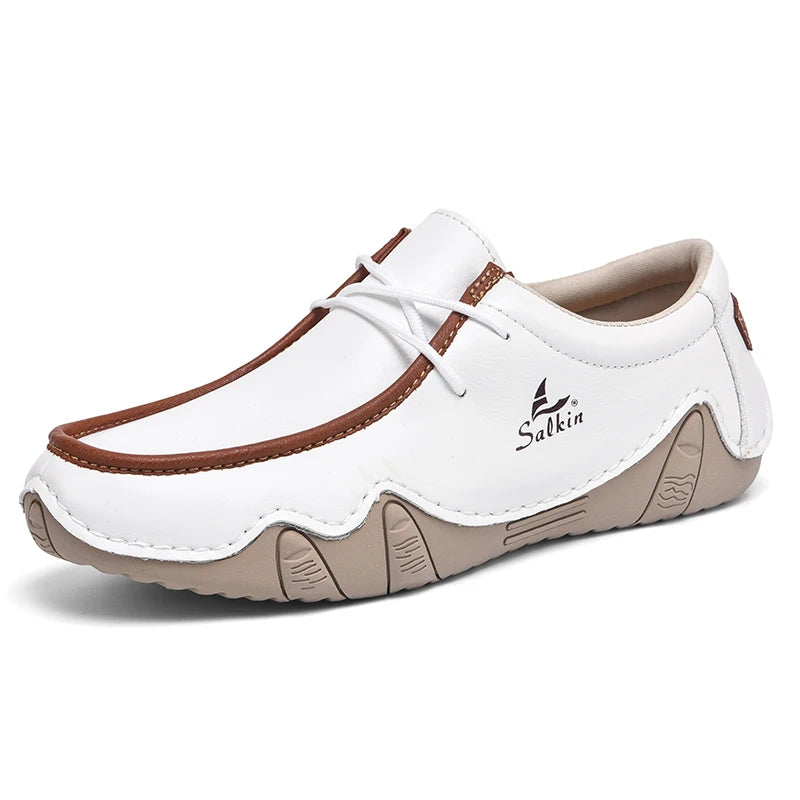 Zapatillas de moda para mujer, hechas a mano, de cuero, estilo casual, con plataforma, mocasines, transpirables, para conducir, tallas grandes.