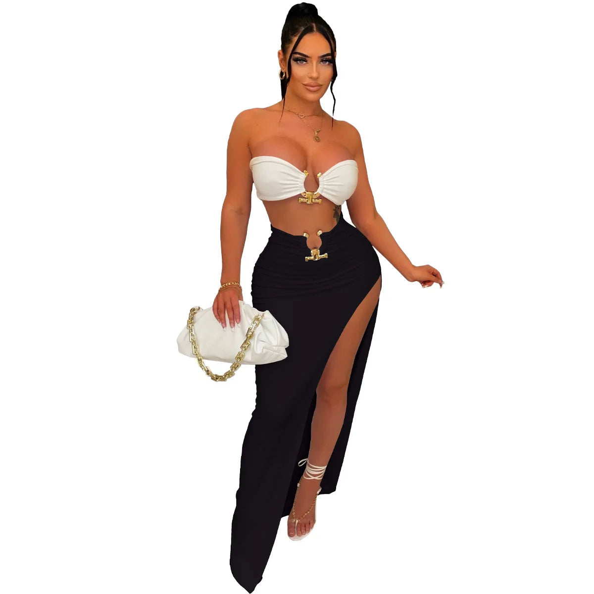 Traje de falda asimétrico y sexy para mujer, estilo casual europeo y americano, ideal para la playa.