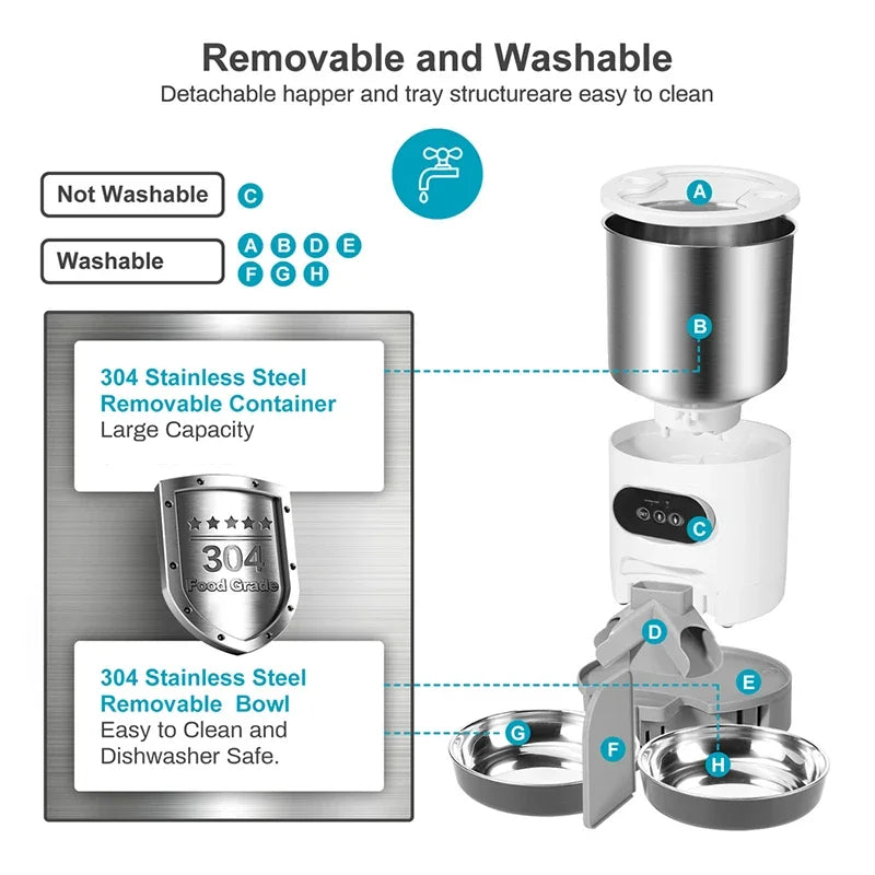 Comedero automático para mascotas de 4,5 L con conexión WIFI y aplicación, dispensador de comida seca, grabadora de voz y temporizador, ideal para gatos y perros grandes.