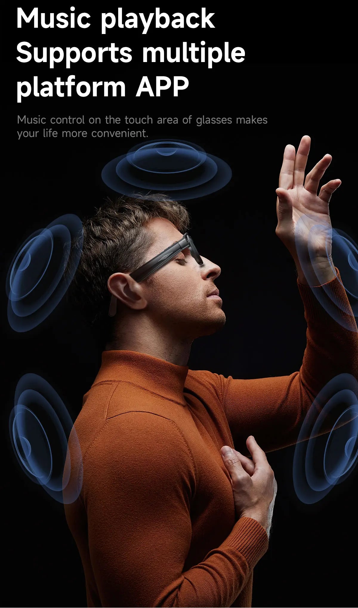 Gafas inteligentes con cámara HD de 8 MP, vídeo HD antivibración de 1200p, asistente de voz inteligente con IA, traducción en tiempo real y reconocimiento de objetos.