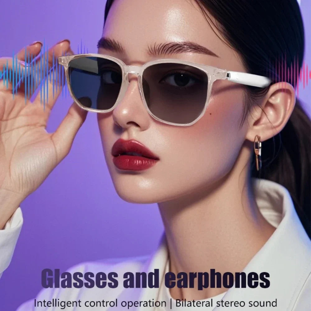 Gafas inteligentes GS03 mejoradas con cámara, grabación de vídeo, reconocimiento fotográfico por IA, traducción de llamadas por Bluetooth y asistente de voz.