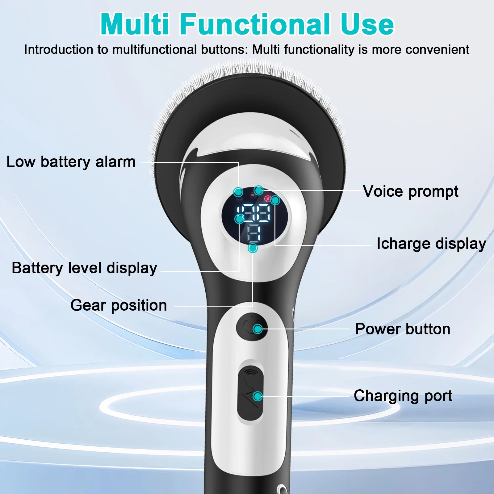 Cepillo de limpieza eléctrico multifuncional HOMEFISH, recargable por voz.