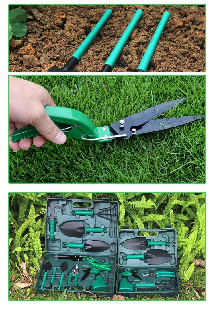 Herramientas de jardinería, herramientas de plantación, bandejas para flores, plantas en maceta, plantas de jardín, palas, juegos de herramientas de impresión para jardín.