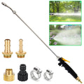 Varilla rociadora de acero inoxidable de 71 cm (28 pulgadas) con conector de latón de 9,5 mm (3/8"). Boquilla para manguera de jardín duradera, ajustable y ligera