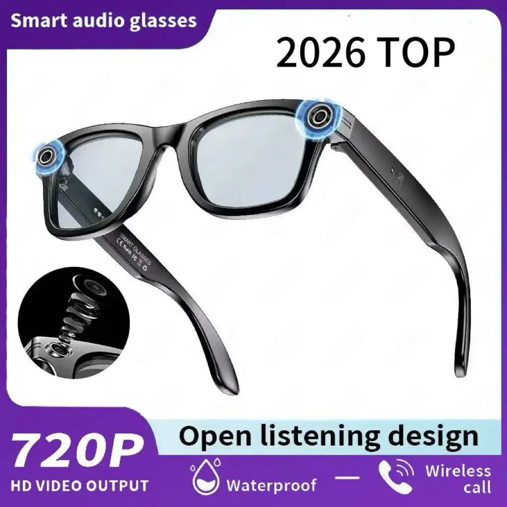 Gafas inteligentes con IA 2026 con cámara de 8 MP, grabación de video, traducción a más de 100 idiomas, Bluetooth, llamadas y reproducción de música. Para hombres y mujeres.